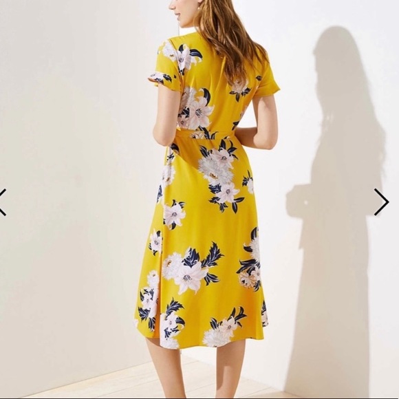 NWT Ann Taylor LOFT Yellow Floral Bouquet Dress - Picture 2 of 8